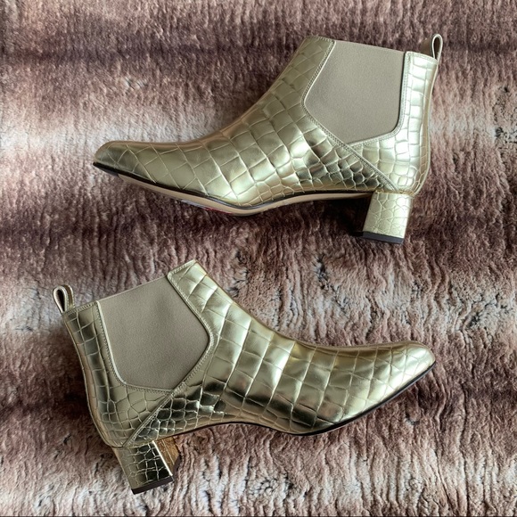 Max Mara Salice Ankle Boots Gold Croc - Picture 3 of 10